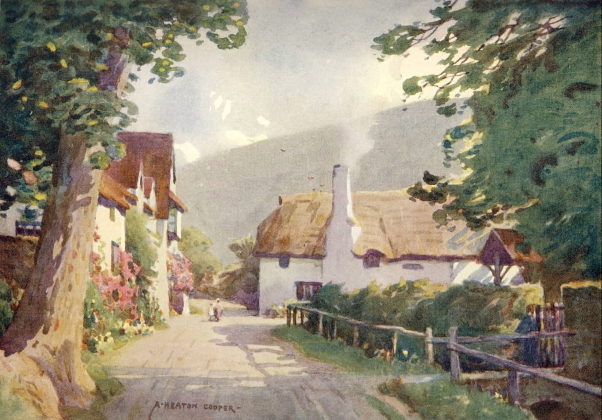 Somerset 1927 Luccombe Village Canvas Art - Alfred Heaton Cooper (18 x 24)