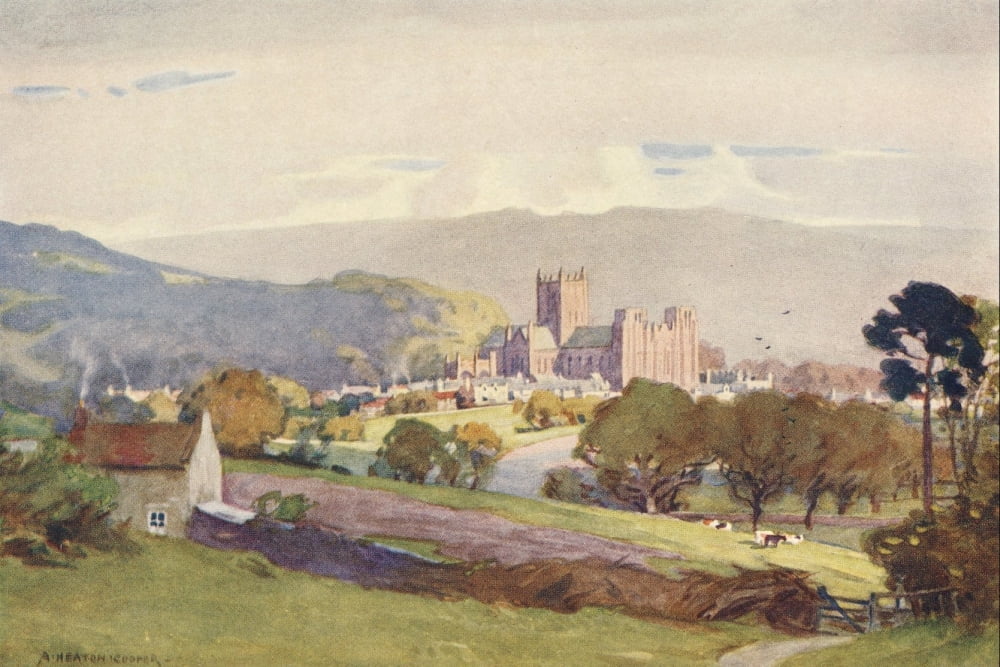 Somerset 1927 Wells from Milton Hill Canvas Art - Alfred Heaton Cooper (18 x 24)