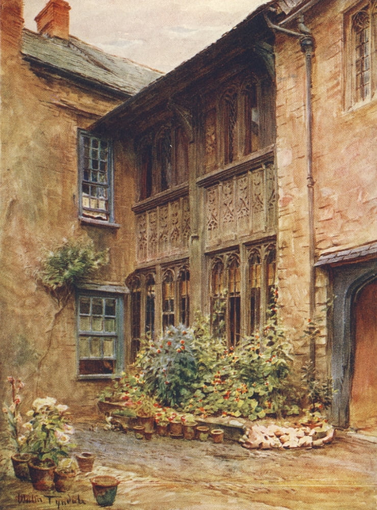 Somerset 1927 Yard of the Luttrell Arms Dunster Canvas Art - Walter Tyndale (24 x 36)