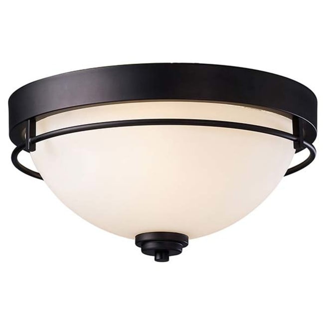 Somerset Oil Rubbed Bronze Flush Mount Light with Opal Glass Shade