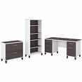thumbnail image 1 of Somerset 60W Desk with File Cabinet & Bookcase in White/Gray - Engineered Wood, 1 of 10