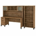 thumbnail image 1 of Somerset 72W Desk with Hutch and Bookcase in Fresh Walnut - Engineered Wood, 1 of 7