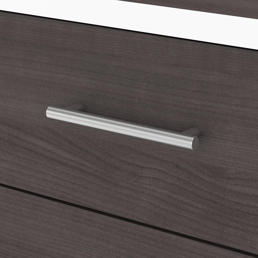 Storm Gray Adjustable Wood Office Desk with Hutch and Drawers