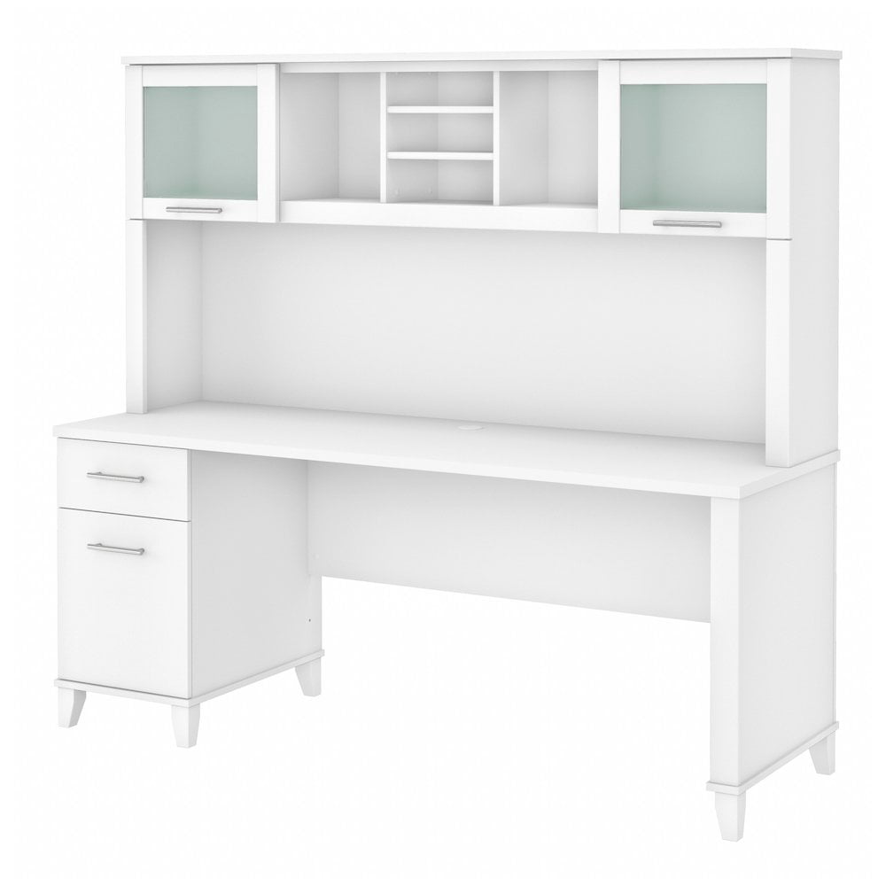 Somerset 72W Office Desk with Drawers and Hutch - Engineered Wood