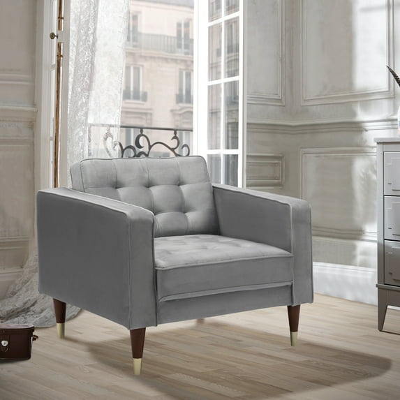 Somerset Grey Velvet Mid Century Club Chair