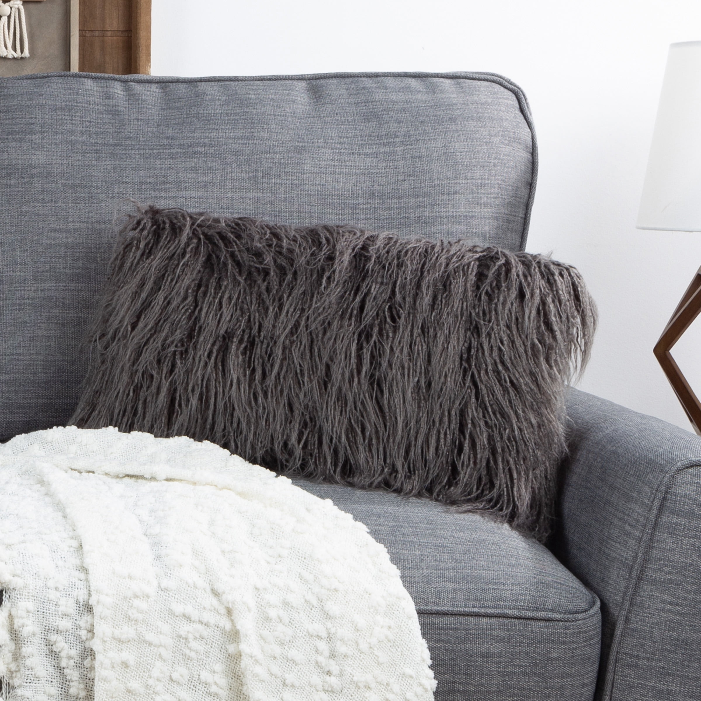 Somerset Home 1-Piece 12" x 20" Polyester Throw Pillow for Adult (Gray)