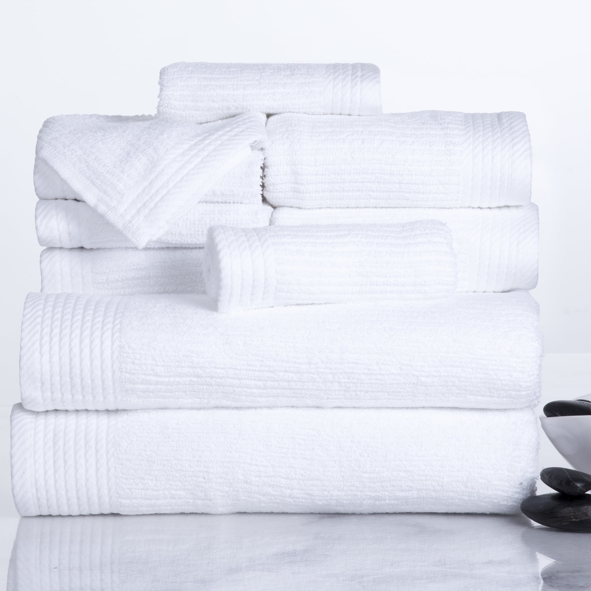 Somerset  Home 10-Piece 100% Cotton Ribbed Pile Bath Towel Set (White)