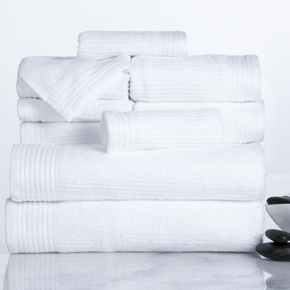 Somerset Home 10-Piece 100% Cotton Ribbed Pile Bath Towel Set (White)