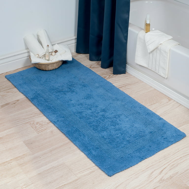 Somerset Home 100% Cotton Reversible Long Bath Rug - Navy - 24x60, Size: 24 inch x 60 inch, Blue