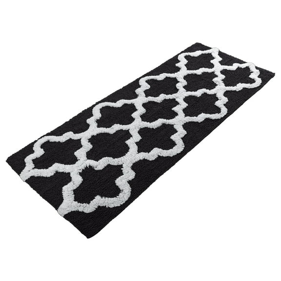 Lavish Home 24 x 60 Inch Bathroom Rug - Non Slip Cotton Bath Mat (Black)