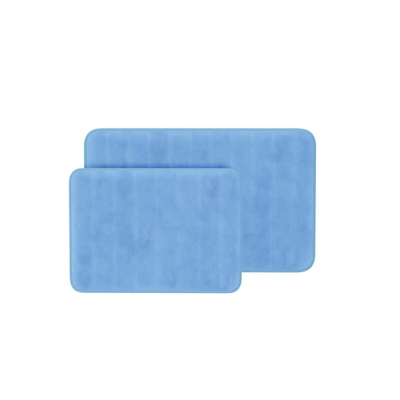 Somerset Home 2-Piece Memory Foam Striped Bath Mat Set