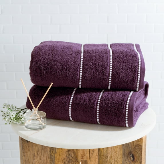 Somerset Home 2-Piece Quick Dry Luxury Cotton Bathroom Towels Set (Eggplant)