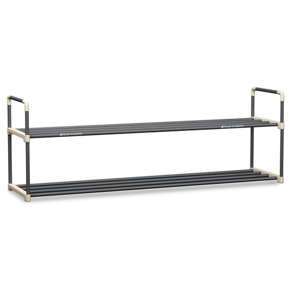 Somerset Home 2-Tier Stackable Shoe Rack Organizer - 40.9"x13.3" Shoe Shelf Organizer for 10 Pairs Sneakers, Heels, Boots (Gray)