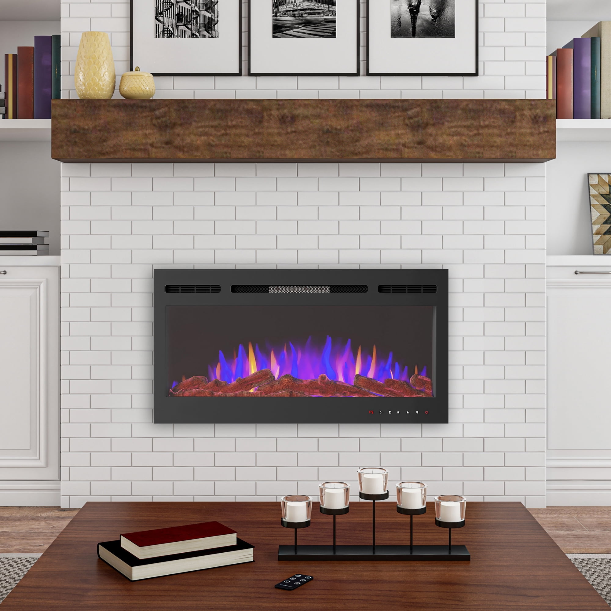 Somerset Home 36” Wall Mount Electric Fireplace (Black) - Walmart.com