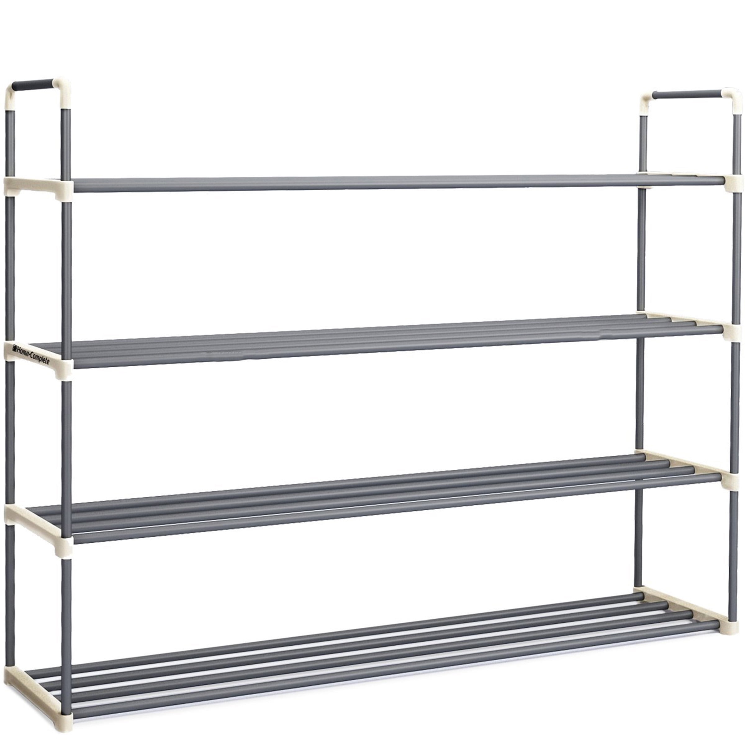 Home-Complete 60.6 H 48-Pair 8-Tier Gray Plastic Shoe Rack