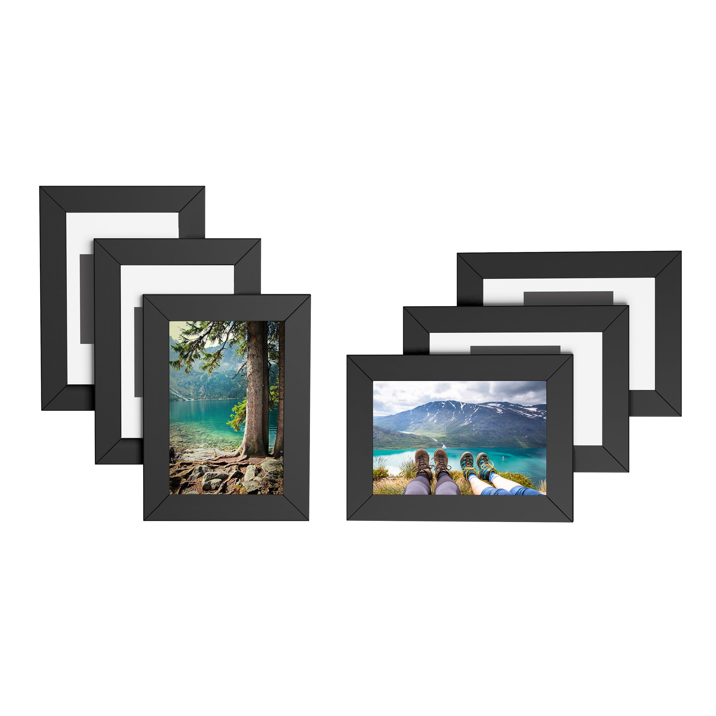 Lavish Home Picture Frame Set, 11x14 Frames Pack For Picture Gallery Wall  With Stand and Hanging Hooks, Set of 6 (Black)