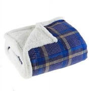 Somerset Home 50-Inch x 60-Inch Machine-Washable Plaid Fleece Blanket, Blue