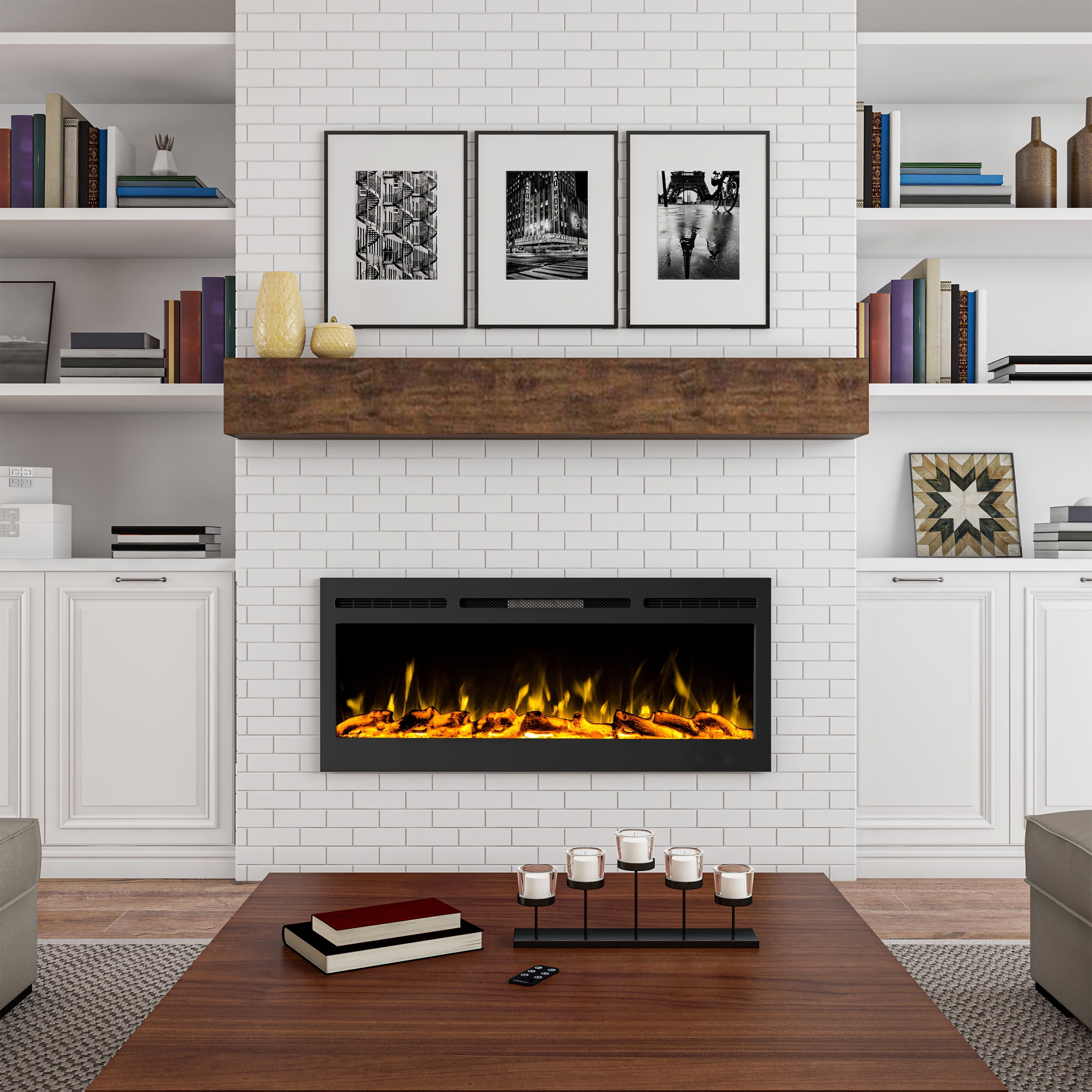Somerset Home 50” Wall Mount Electric Fireplace, Black