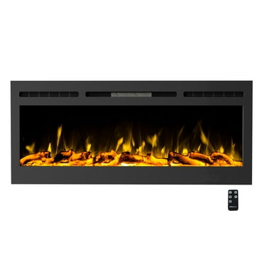 Somerset Home 50-inch Electric Fireplace with Front Vent, Wall Mounted or Recessed with Remote in Gloss Black