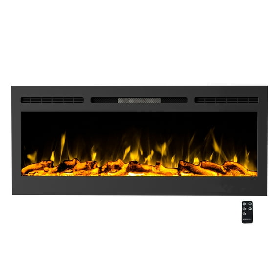 Northwest Wall Mounted Electric Fireplace - 50-Inch Wall Mount Fireplace with Front Vent and Remote Controlled LED Flames (Black)