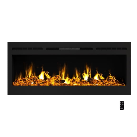 Northwest Wall Mounted Electric Fireplace - 50-Inch Wall Mount Fireplace with Front Vent and Remote Controlled LED Flames (Black)