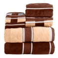 thumbnail image 1 of Lavish Home 6PC Cotton Towel Set - Solid and Striped Towels (Brown), 1 of 6
