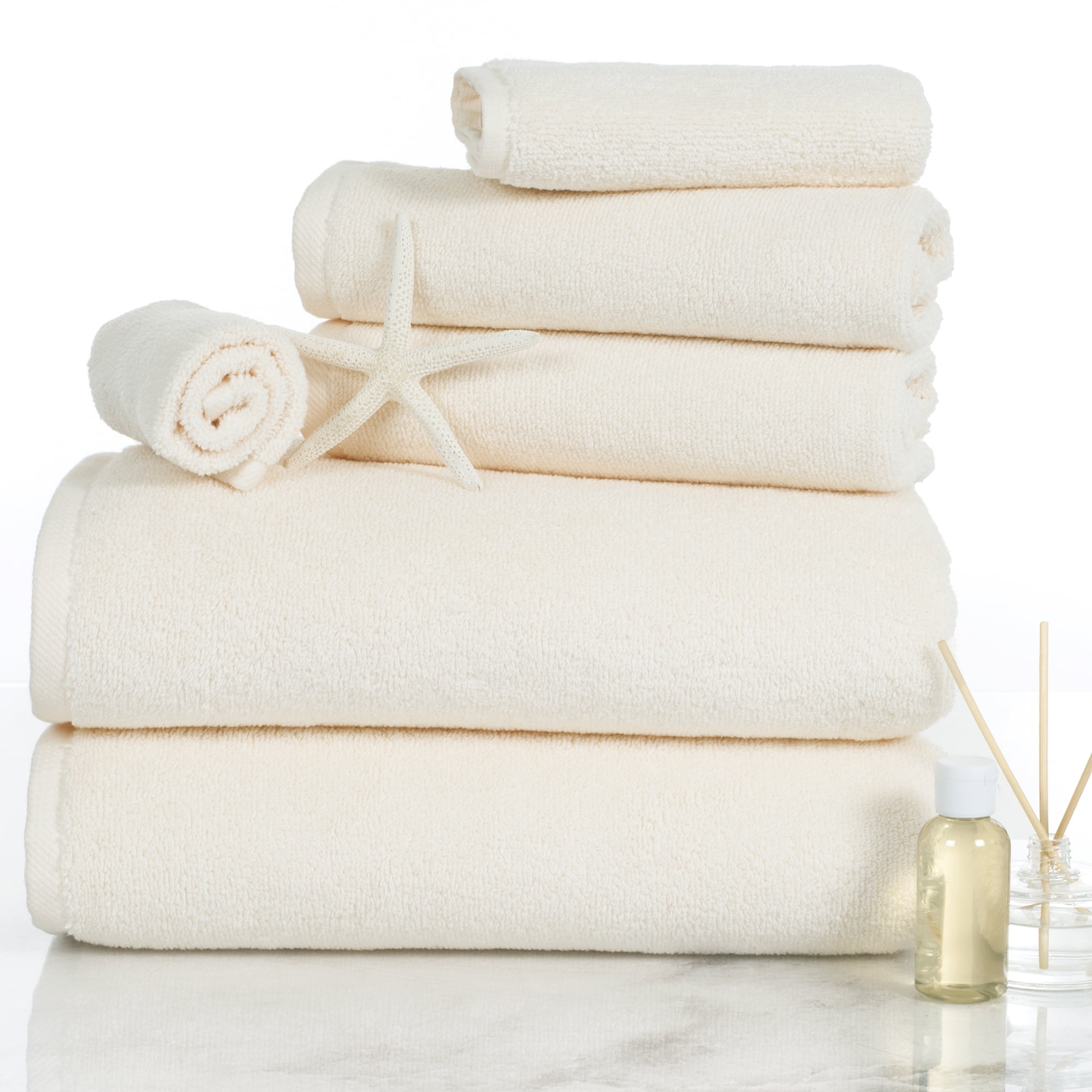 Somerset Home 6-Piece Machine Washable Cotton Bath Towel Set (Ivory)