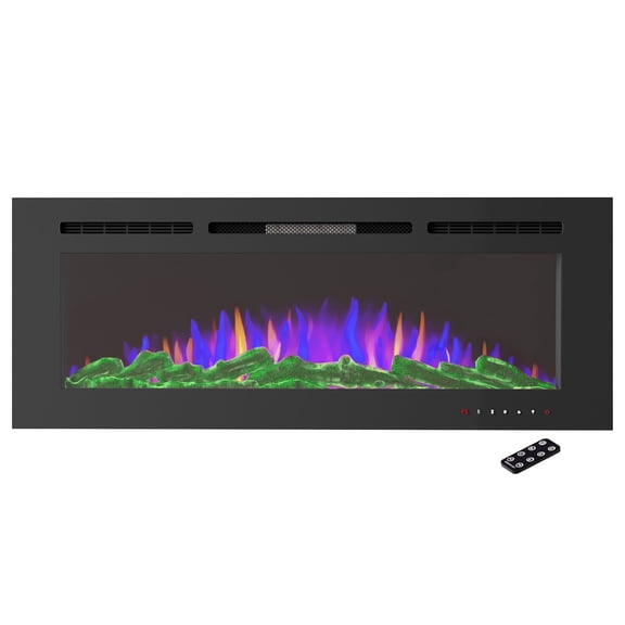 Somerset Home 60” Wall Mount Electric Fireplace, Black