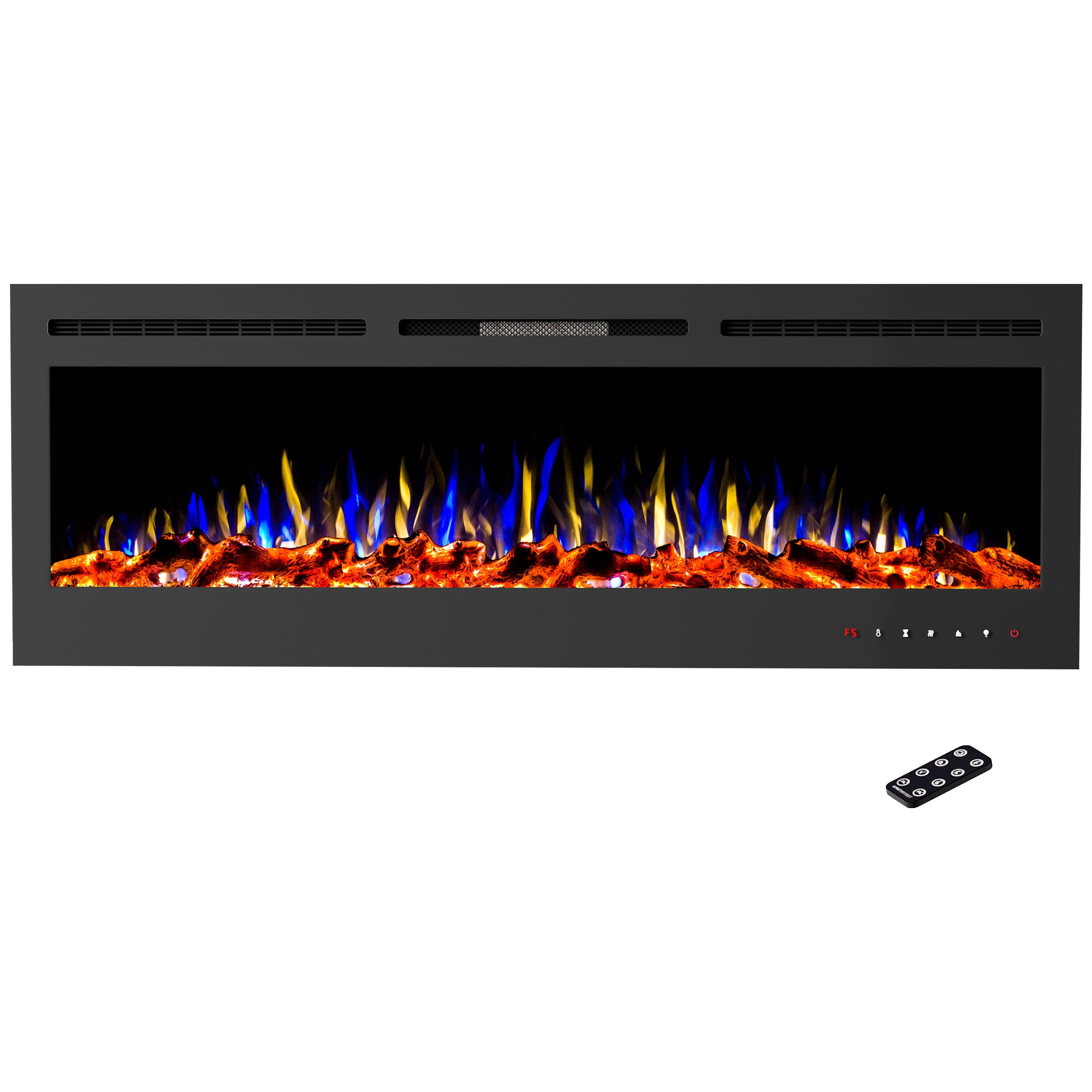 Somerset Home 72-inch Wall Mount Electric Fireplace with Remote Control (Black)
