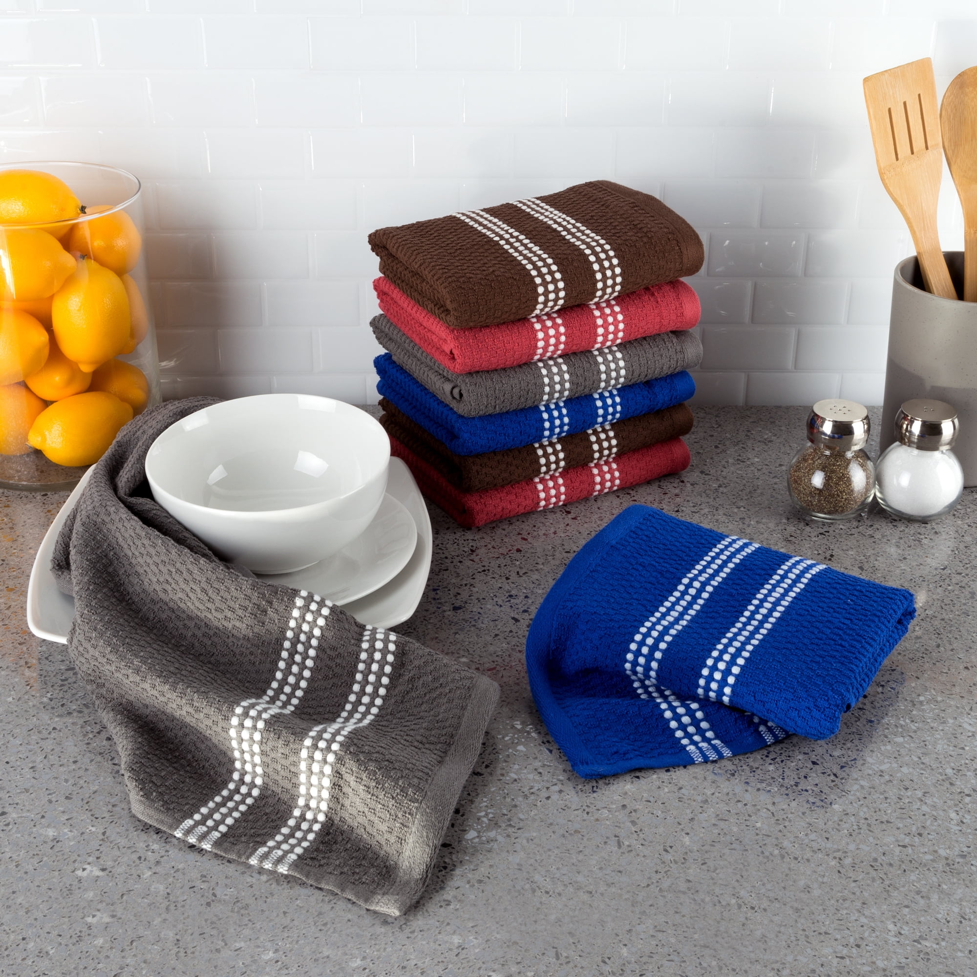 100% Cotton 16 Pack Dish Wash Cloth or 8 Pack Hand Towel Set Absorbent  Kitchen Chevron Weave, 1 unit - Kroger