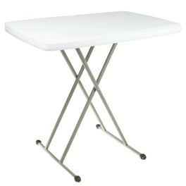 Metal and Wood Folding Table, Silver and Black, for Indoor