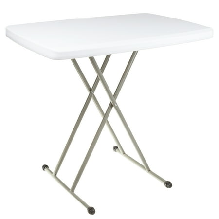 Everyday Home Adjustable Folding Table for Camping, Cards and Crafts, White