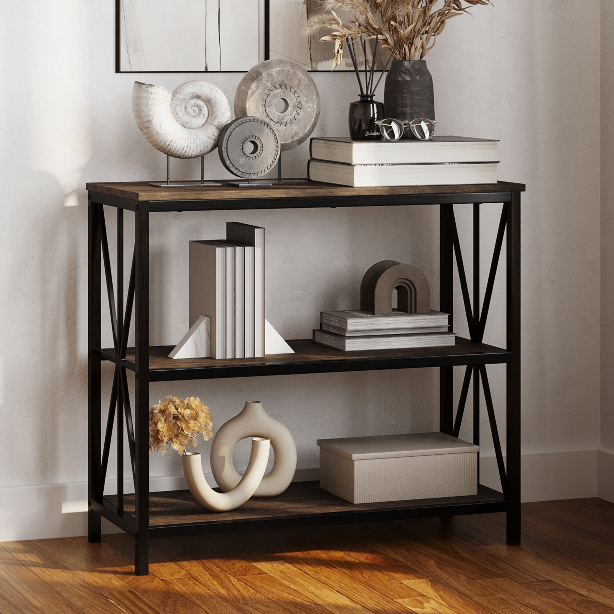 Somerset Home Barnwood Etagere Bookshelf 3 Tier Freestanding