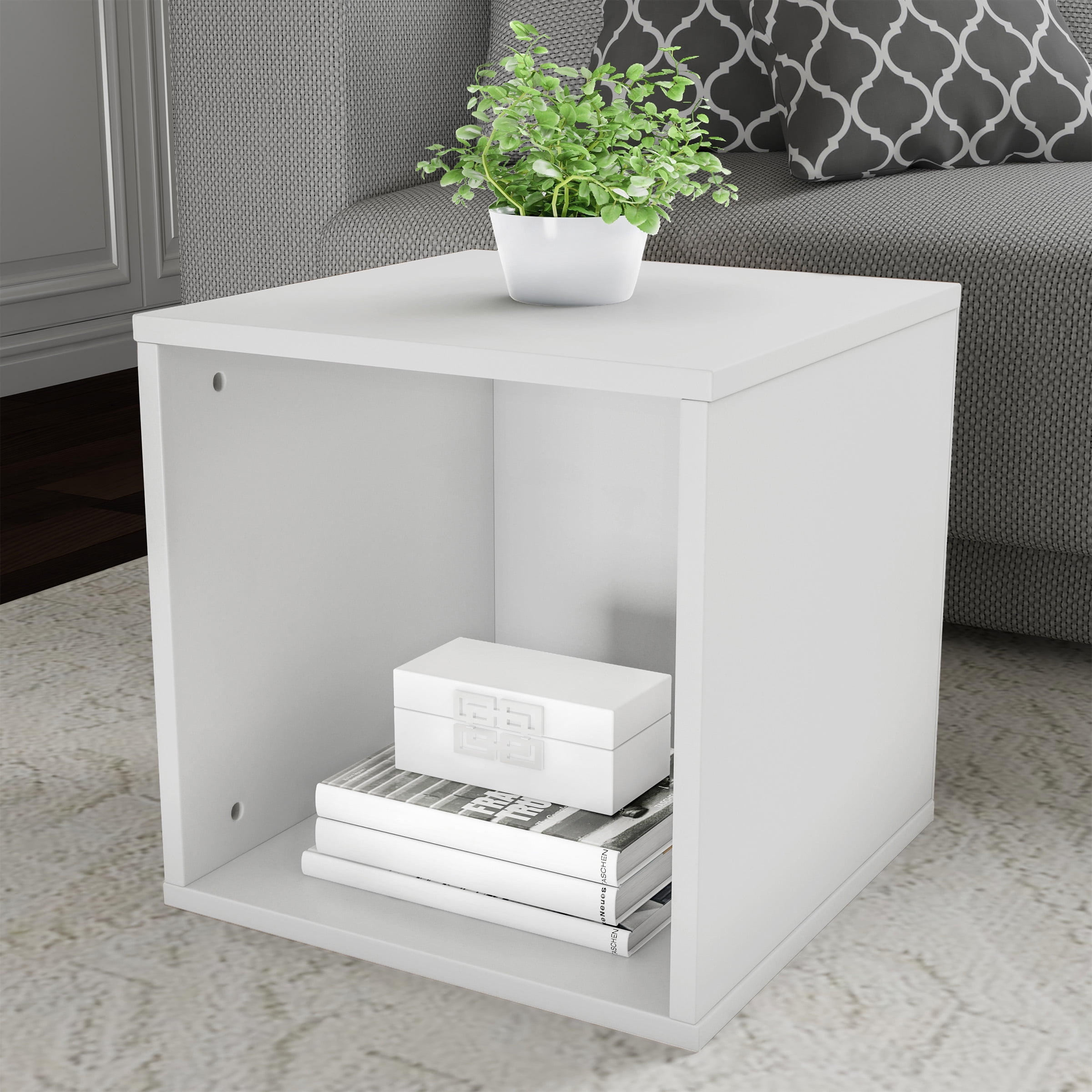 Somerset Home Cube End Table, White