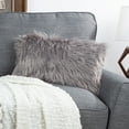 thumbnail image 1 of Somerset Home Himalayan Faux Fur Lumbar Pillow Cover & Insert for Adult, Gray, 12 x 20 inch 1-Piece, 1 of 3