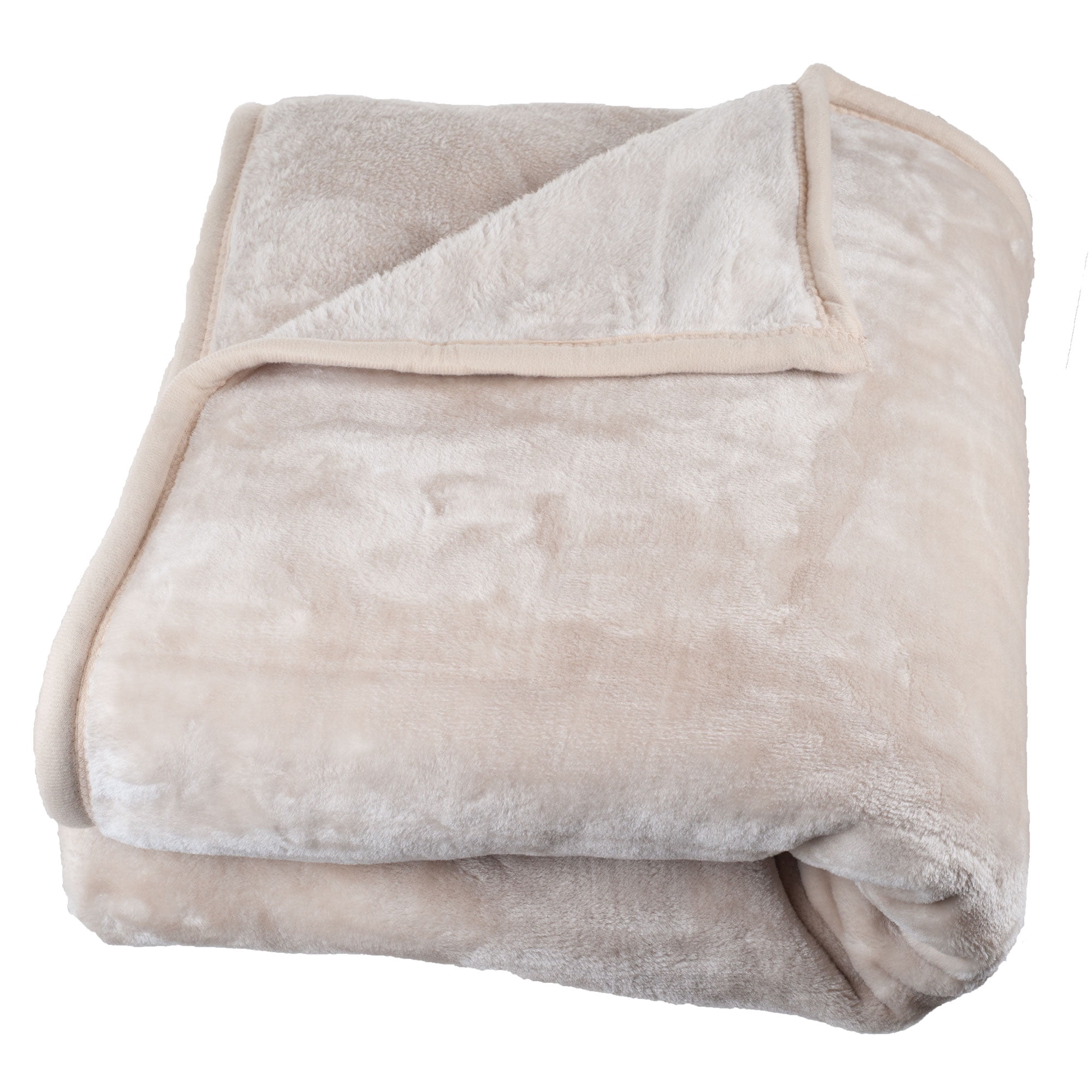 Somerset Home Mink Faux Fur Blanket - 91x81 Washable Bedding or Throw, Beige