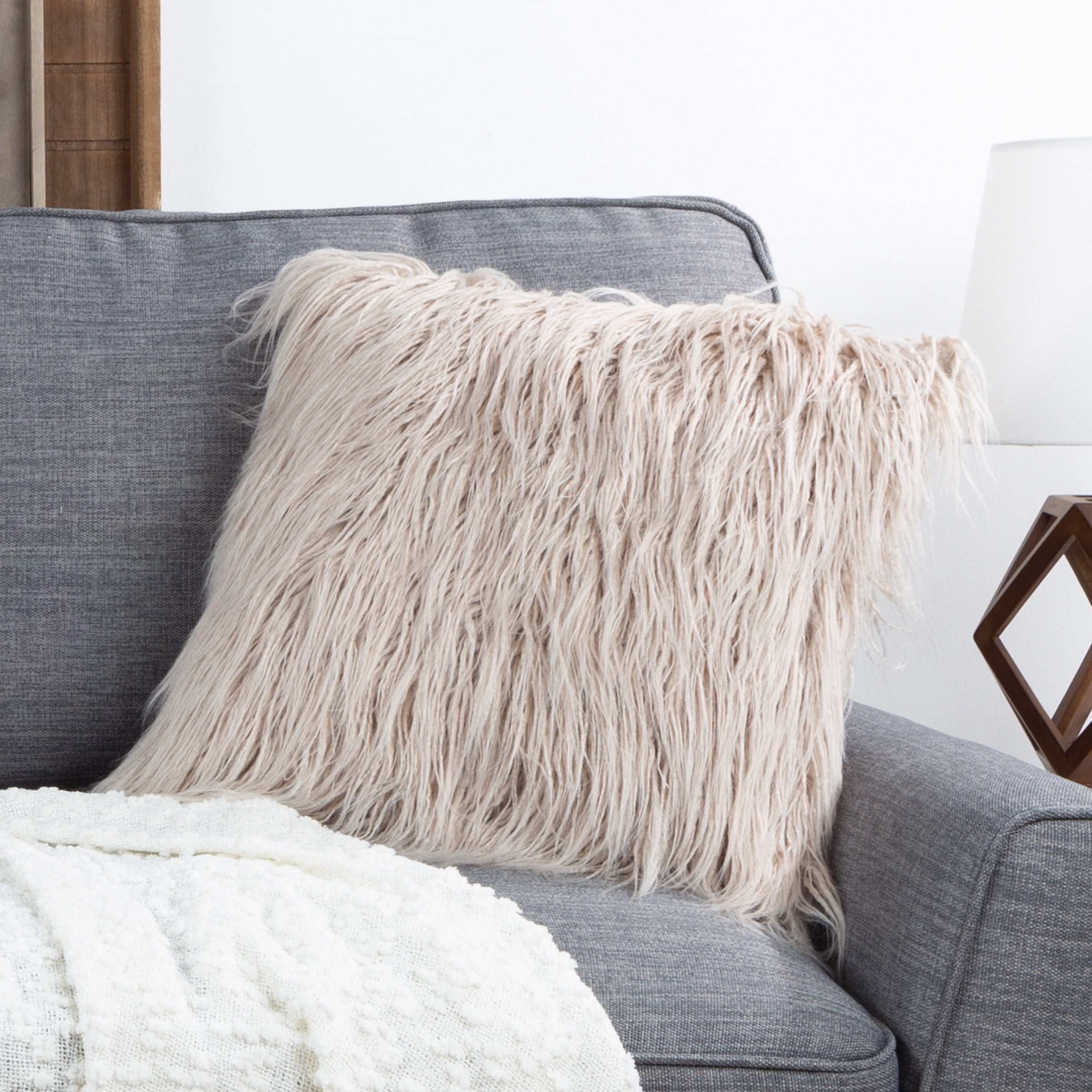 Somerset Home Mongolian Faux Fur Pillow A 18 inch Square Cover Insert Coffee Walmart