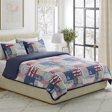 Somerset Home Nautical Bedspread Set, Twin, Multi-Color, 2 Piece, Adult/Children