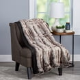 thumbnail image 1 of Lavish Home Plush Faux Chinchilla and Mink Fur Throw Blanket (Brown), 1 of 8