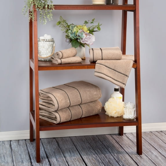 6-Piece Quick Dry Bath Towels Set - 100% Cotton Towel Set for Bath, Gym, and Spa (Taupe)
