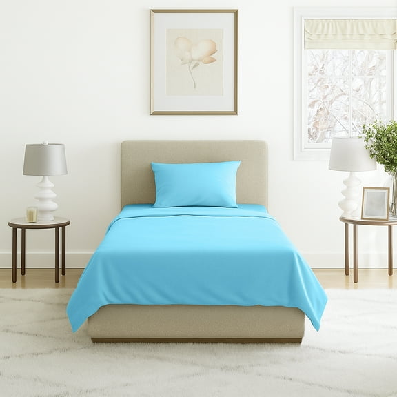Lavish Home 3-Piece Brushed Microfiber Bed Twin Sheet Set (Light Blue)
