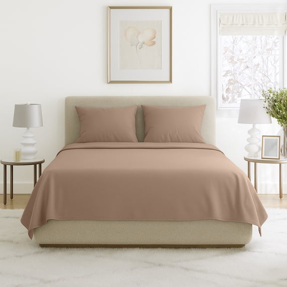 Somerset Home Brushed Microfiber Sheet Set-4 Piece Bed Linens-Fitted & Flat Sheets, Plus 2 Pillowcases (King, Taupe)