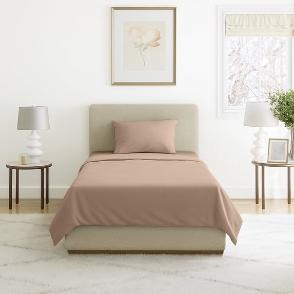 Somerset Home Brushed Microfiber Sheet Set-3 Piece Bed Linens-Fitted & Flat Sheets, Plus Pillowcase-Wrinkle (Twin XL, Taupe)