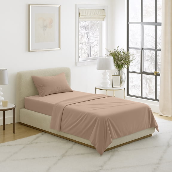 Somerset Home Brushed Microfiber Sheet Set-3 Piece Bed Linens-Fitted & Flat Sheets, Plus Pillowcase-Wrinkle (Twin XL, Taupe)