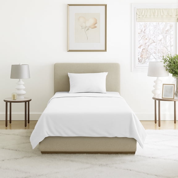 Brushed Microfiber Sheet Set- 3 Piece Bed Linens-Fitted & Flat Sheets, Plus A Pillowcase-Wrinkle, Stain & Fade Resistant by Lavish Home (Twin, White)