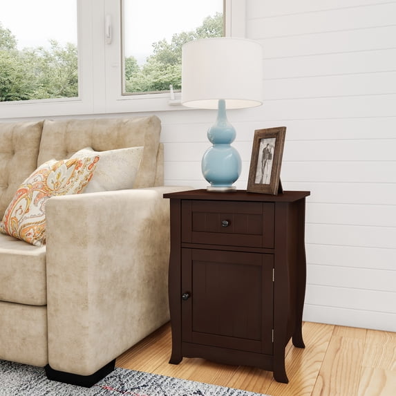 Somerset Home Side Table – Accent Nightstand with Drawer and Cabinet