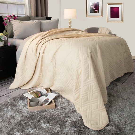 Somerset Home Solid Color Bed Quilt, Full/Queen, Beige