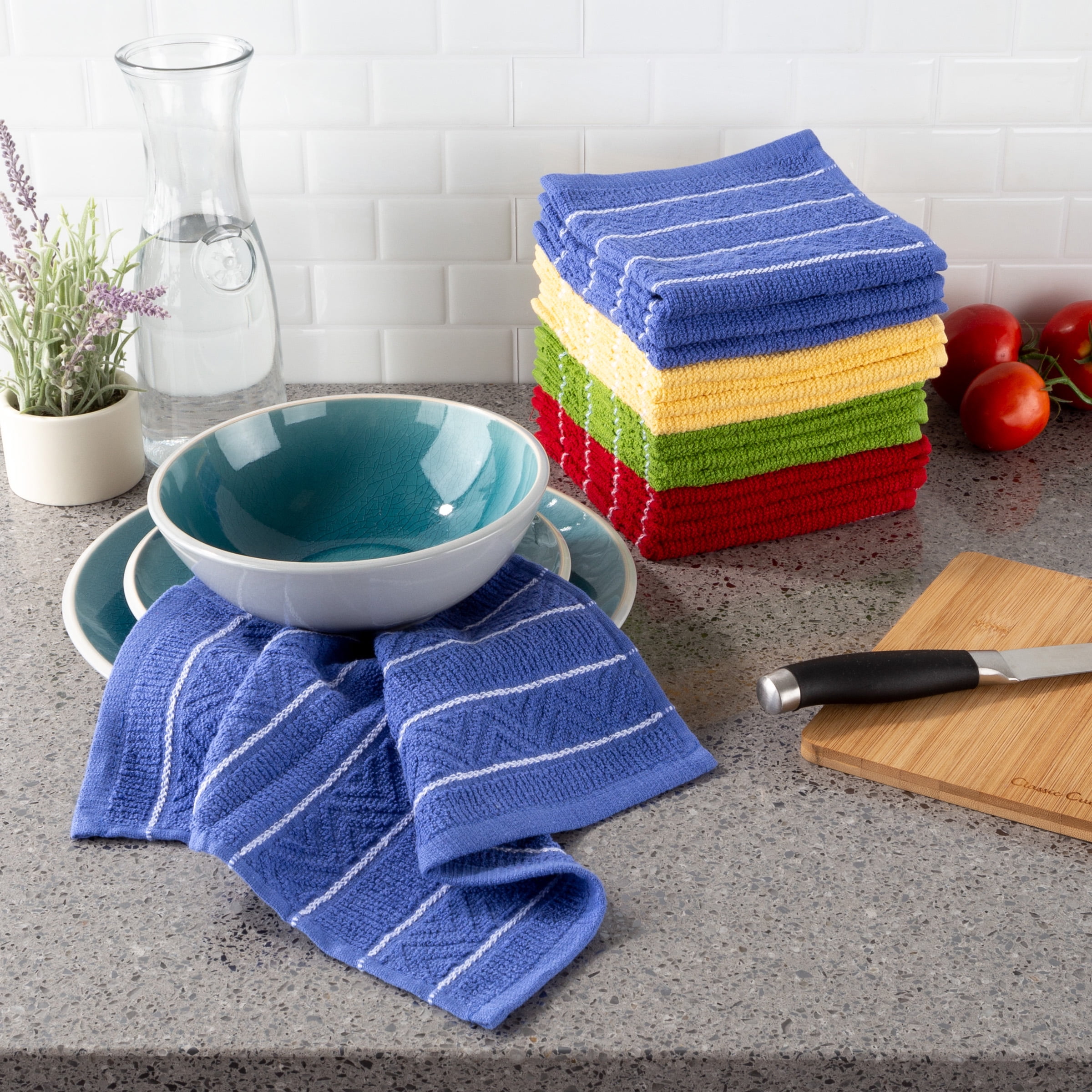 Somerset Home Traditional Cotton Hand Towels, Red(16 Pack)