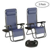 Somerset Home Zero Gravity Chairs with Side Table - 2-Pack (Navy Blue)