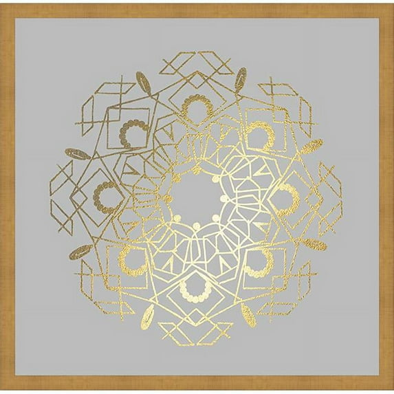 Somerset House Publishing 2281 Gold Foil Mandala IV on Real Grey, Framed Textured Fine Art Print
